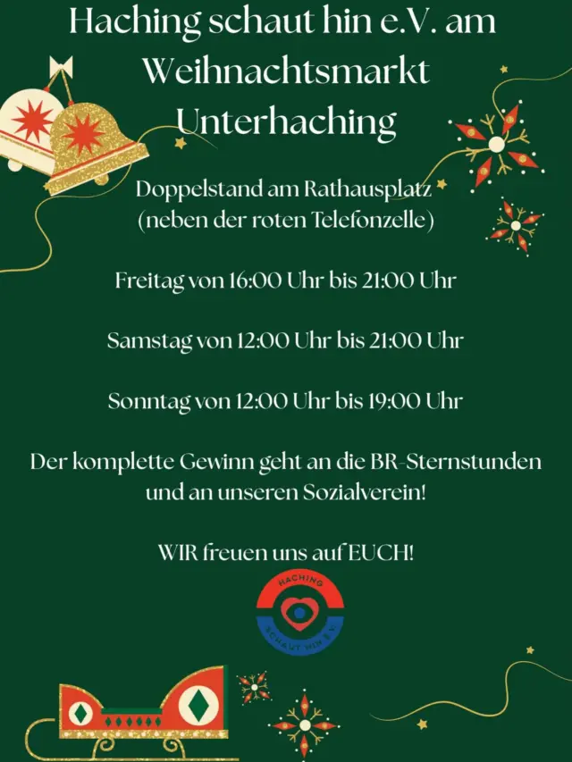 Unsere Vorfreude auf den Unterhachinger Weihnachtsmarkt 2025 ist riesig! Vom 28.11. bis zum 30.11. findet Ihr uns wieder direkt am Rathausplatz. Auch dieses Jahr gibt es wieder unseren roten und weißen Glühwein, gerne auch mit Schuss ⚽️⚽️⚽️ Natürlich gibts für unsere ganz Kleinen, aber auch gerne Großen, wieder unseren leckeren Kinderpunsch. Auf die WELTBESTE Gulaschsuppe werden sich sicherlich wieder einige freuen - NEU in diesem Jahr mit der HÖLLENvariante 👹 ‼️ Zudem gibts natürlich wieder eine breite Auswahl an Fanartikeln und sicherlich wieder ganz viel Freundlichkeit und tolle Gespräche am Stand 🤗
Unser großer DANK gilt allen, die diesen Weihnachtsmarkt in diesem Jahr wieder möglich machen - IHR seid großartig🙏