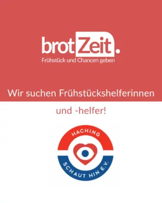📢 brotZeit kommt nach Unterhaching!
 
Dank der großartigen Unterstützung von Haching schaut hin, dem Sozialverein der Spielvereinigung Unterhaching, kann das kostenlose Frühstücksangebot von brotZeit ab November auch am Sonderpädagogischen Förderzentrum Unterhaching starten. ❤️
 
Mit zahlreichen Aktionen und großartigen Partnern wie der @geothermie_unterhaching hatte der Sozialverein aus Unterhaching so viel Geld gesammelt, dass dies möglich wurde – ganz großes Kino! Danke an alle, die das mit Ihrer Spende und Beteiligung ermöglicht haben!
 
❗Für die neue Schule suchen wir schon jetzt Menschen ab 55 Jahren, die als Frühstückshelferinnen und Frühstückshelfer bei dem generationsübergreifenden Projekt dabei sein möchten.
 
🌞 Ermögliche hungrigen Kindern einen guten Start in den Tag! 🍌🍅🥨🥧Du hast morgens Zeit, Freude am Umgang mit Kindern und bist ein Teamplayer? 🤝 Du suchst ein sinnstiftendes Ehrenamt in Unterhaching?
 
Dann werde brotZeit-Frühstückshelfer/-in im Ehrenamt (mit Aufwandsentschädigung).
 
Deine Aufgaben:
Vorbereitung des Frühstücksbuffets vor der Schule
Betreuung der Kinder in der Frühstückszeit
 
➡️ Jetzt mehr erfahren! Melde dich bei brotZeit und unterstütze hungrige Kinder.
 
Kontakt: 
Projektleitung brotZeit-Förderregion München, Marion Klement klement@brotzeit.schule
Website: https://www.brotzeitfuerkinder.com
 
#brotZeit #Ehrenamt #Unterhaching #GemeinsamFürKinder #schulfrühstück