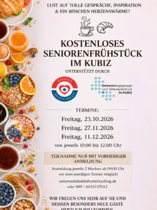 In Zusammenarbeit 🤝 mit dem Seniorenbegegnungs - und bildungszentrum im KUBIZ bieten wir 3 weitere Termine für unser kostenloses Frühstück an.
Wir freuen uns sehr auf zahlreiche Teilnehmende, insbesondere auf viele neue Gesichter!😊